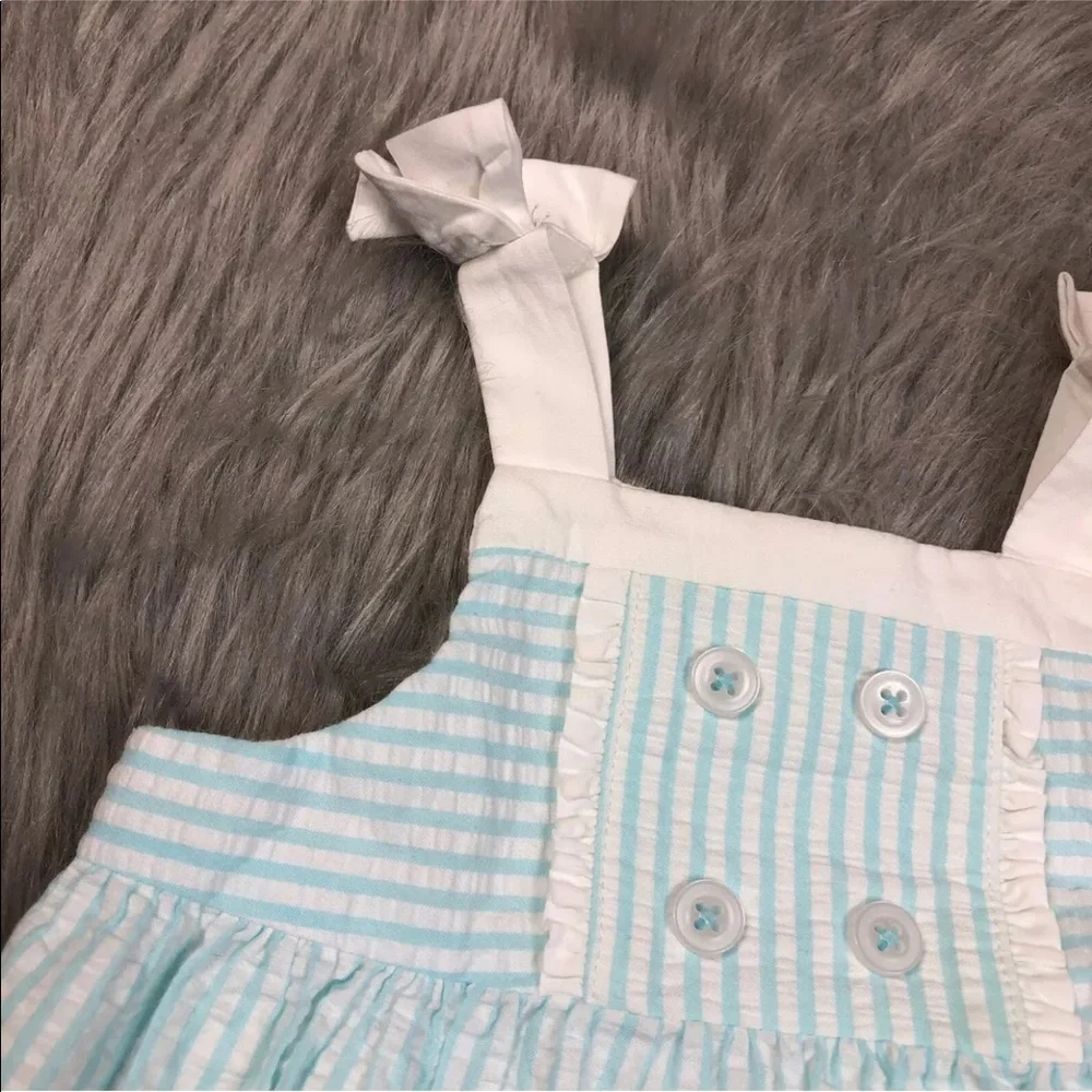 Gymboree 12-18 Months Blue White Striped Romper